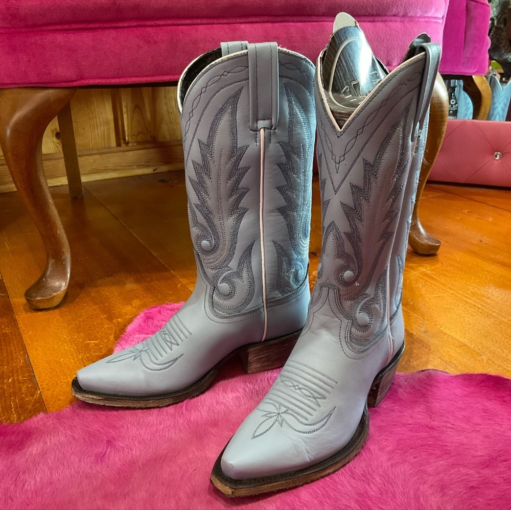 LIBERTY BLACK Light Blue Cowboy Boots Caborca Silver Missouri Line Size 10 NIB - Picture 2 of 7